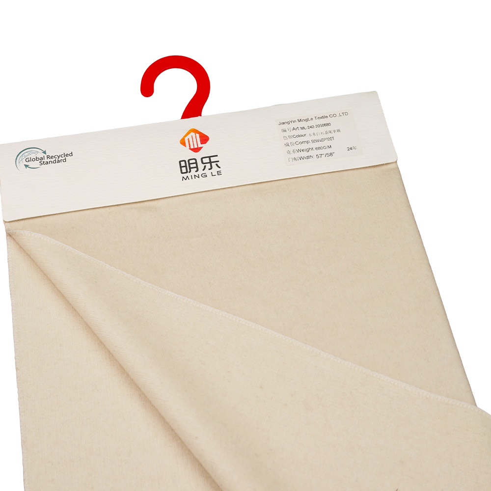 50% Uld, 40% Polyester, 10% Andre Fiber, 680G/M, Beige, Krystaluld Single-Face Overcoating, ML-242-2050680