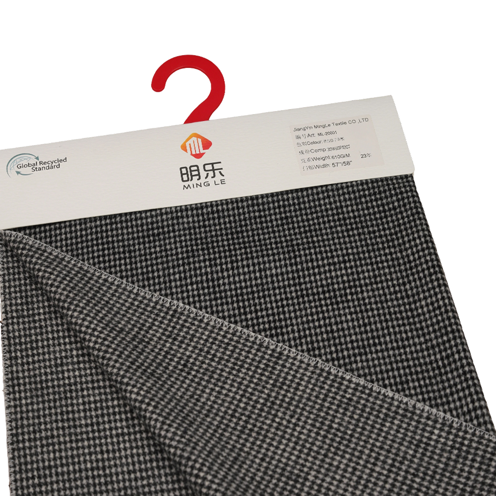 30% Uld, 60% Polyester, 10% Andre Fiber, 610G/M, Sort Og Hvid, Plaid Single-Face Overcoating Stof, ML-20001