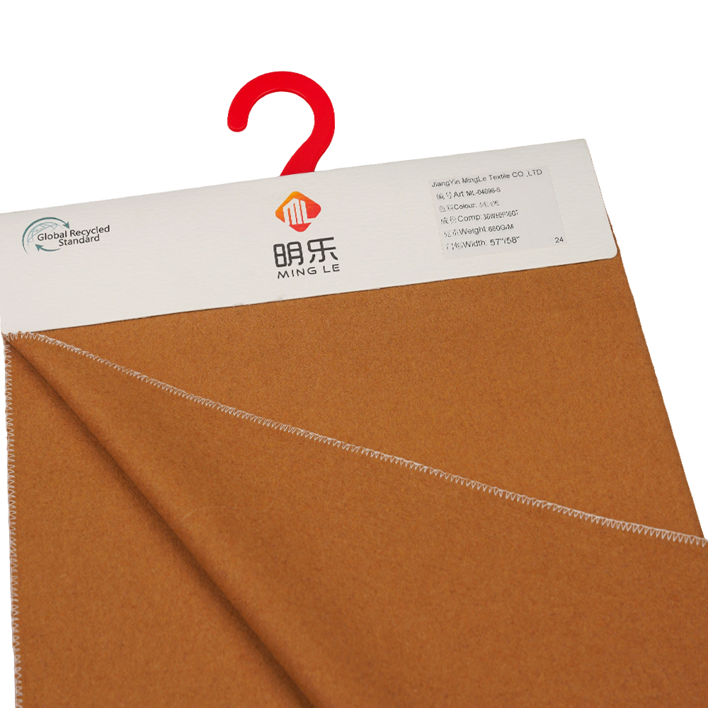 30% uld, 60% polyester, 10% andre fibre, 680G/M, brun hvede, Melton overtræksstof, ML-04096-5