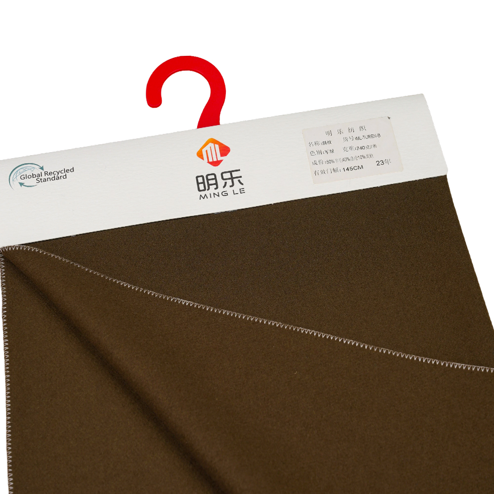 50% Uld, 40% Polyester, 10% Andre Fiber, 740G/M, Militærgrøn, Twill Melton Stof, ML-TUREN-B