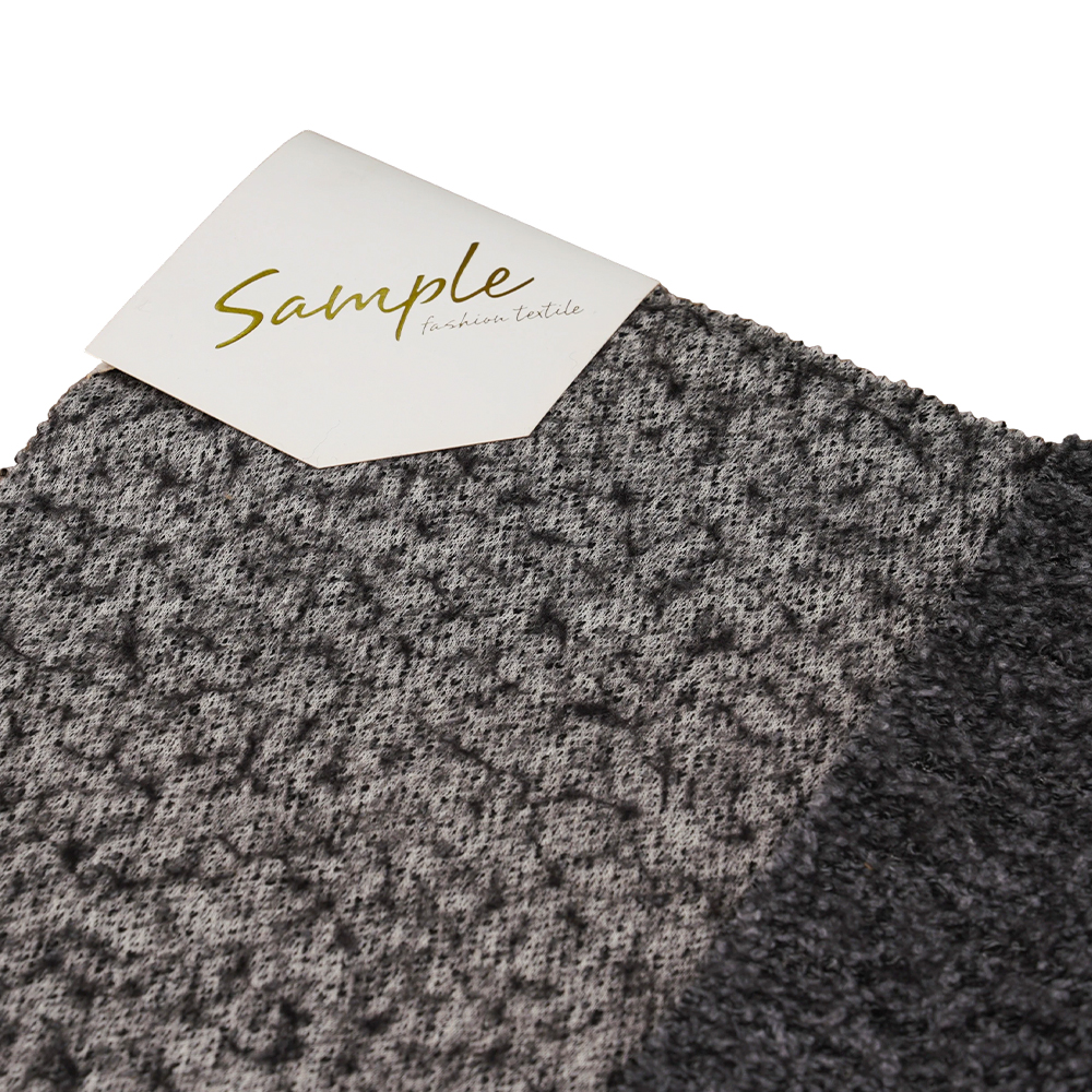 40 % uld, 60 % polyester, 750G/M, sort og grå, Bali strik uldstof, ML-70165440-75