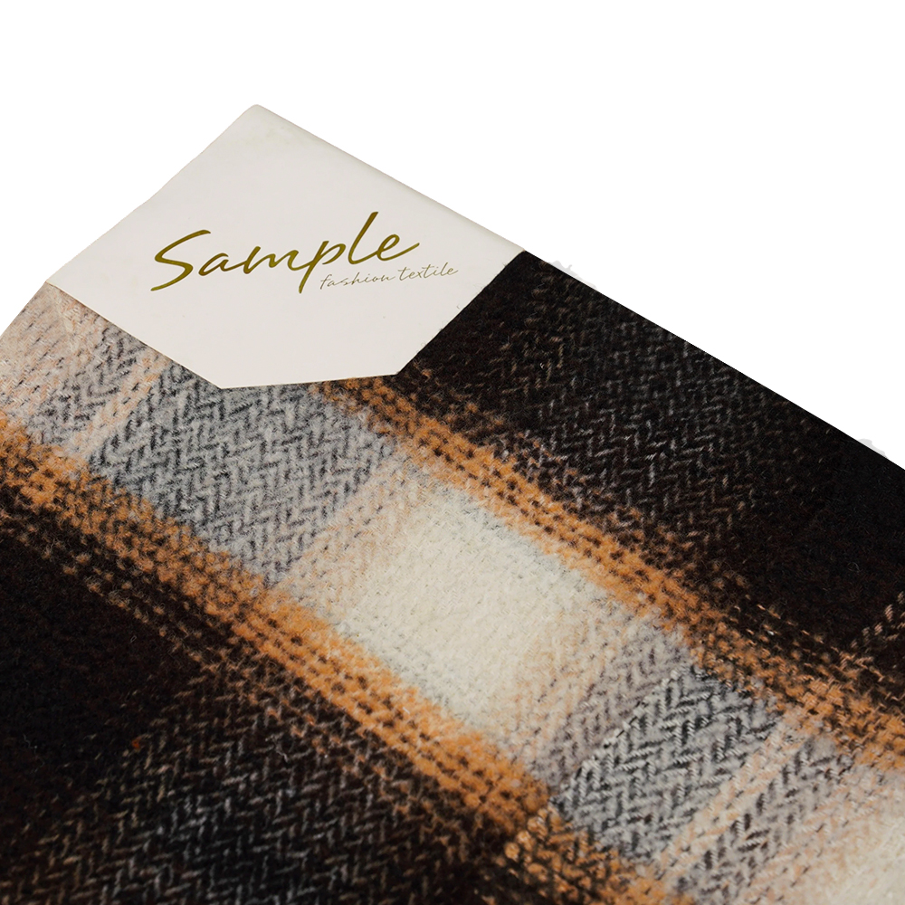 40% Uld, 60% Polyester, 540G/M, Sort og hvid, Circle Tweed Stof, ML-8021071