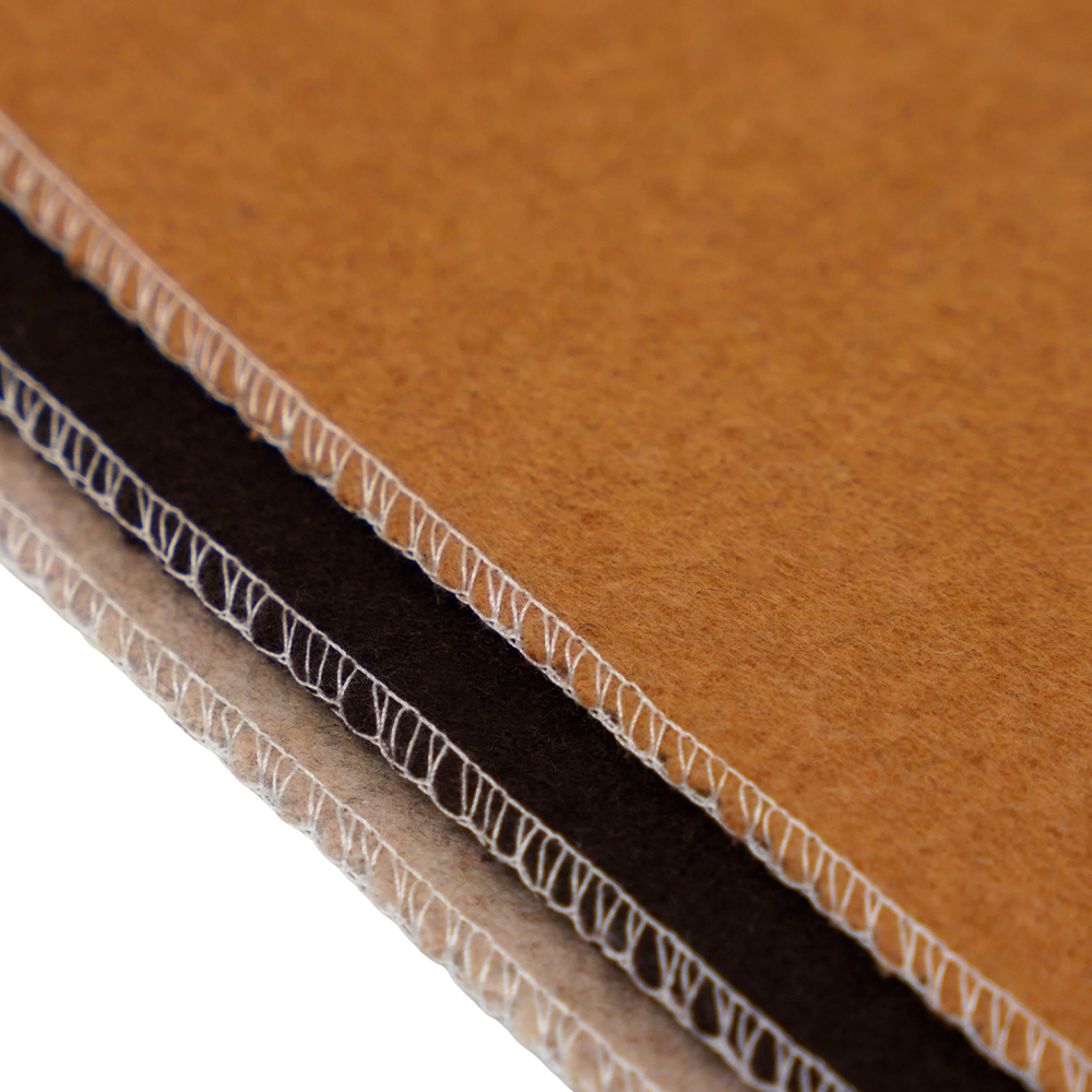 20 % uld, 70 % polyester, 10 % andre fibre, 870G/M, kamel, dobbeltsidet uldstof, ML-110037-9