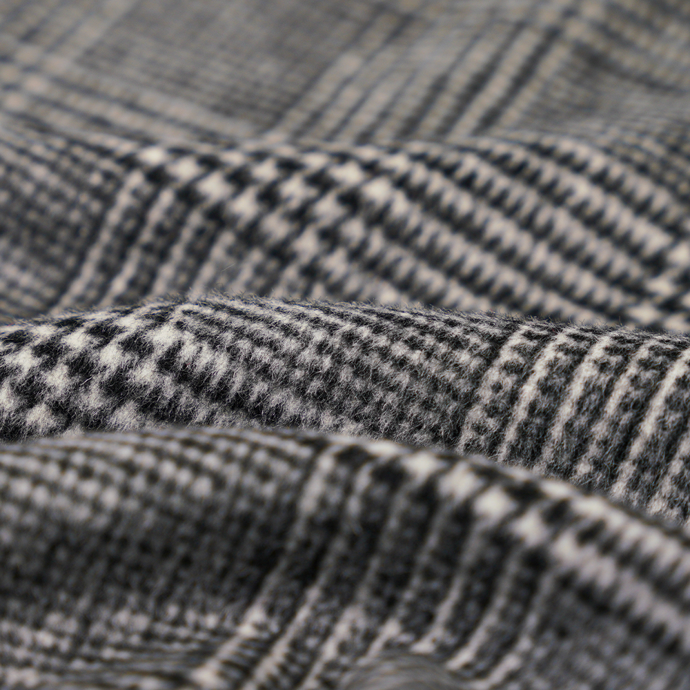 30% Uld, 60% Polyester, 10% Andre Fiber, 610G/M, Sort Og Hvid, Plaid Single-Face Overcoating Stof, ML-20001