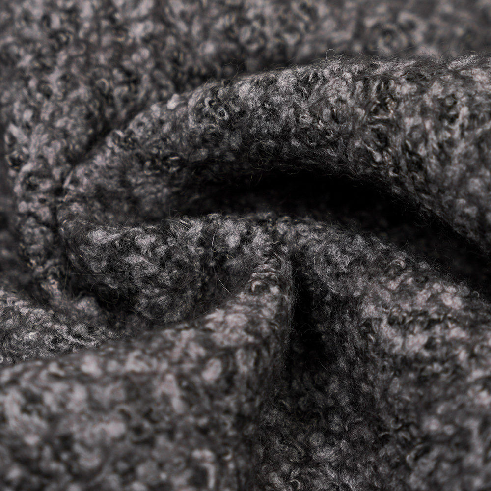 40 % uld, 60 % polyester, 750G/M, sort og grå, Bali strik uldstof, ML-70165440-75