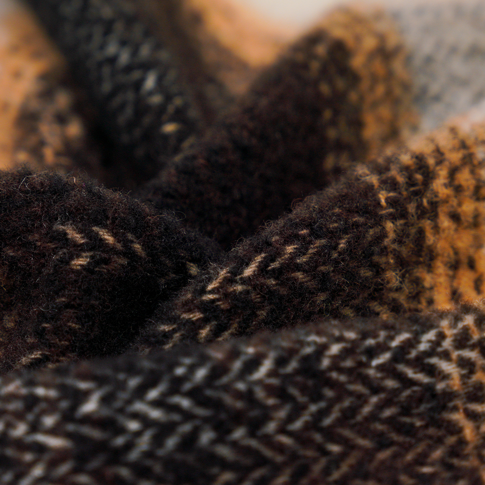 40% Uld, 60% Polyester, 540G/M, Sort og hvid, Circle Tweed Stof, ML-8021071