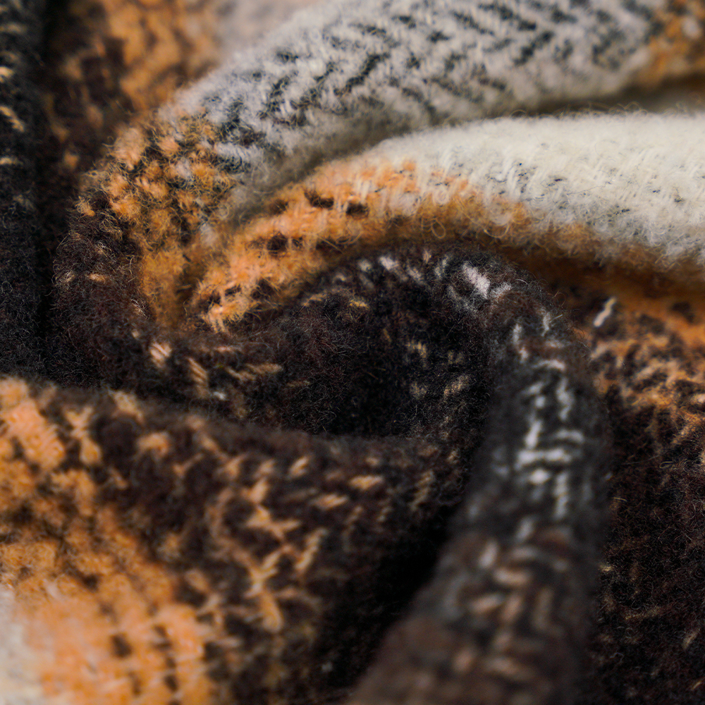 40% Uld, 60% Polyester, 540G/M, Sort og hvid, Circle Tweed Stof, ML-8021071